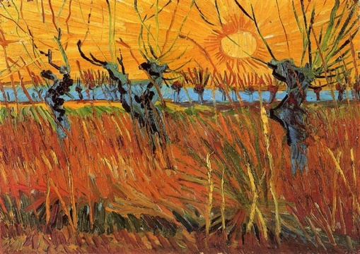 梵高-Pollard Willows at Sunset 第1页