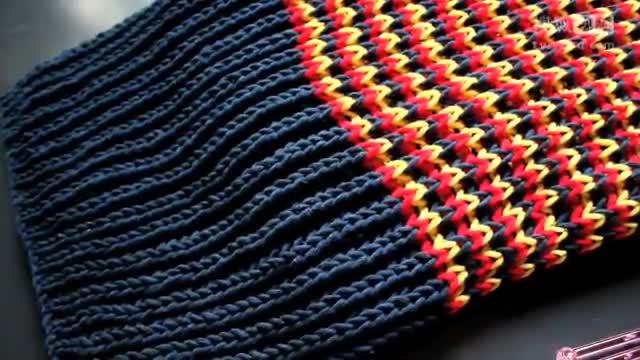 双元宝针围巾的织法编织教程怎么织出多色段染间距换色围巾花样