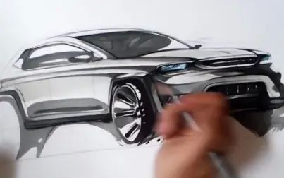 [图]概念SUV汽车手绘马克笔上色CONCEPT SUV New Deign Sketch