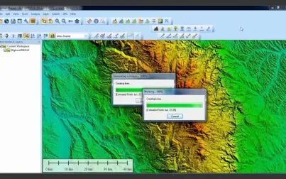 [图]Generate contour lines from raster DEM terrain grid in Global Mapper