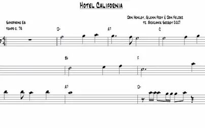 [图]油管转载Hotel California The Eagles Alto Sax Sheet Music