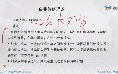 [图]【每周一讲】333教育综合之自我价值理论的讲解