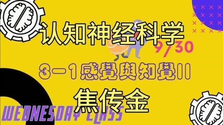 [图]焦传金【认知神经科学 脑与心智】感觉与知觉2视觉