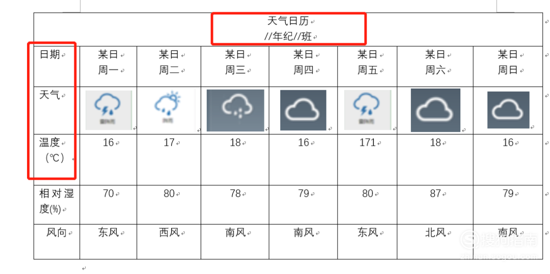 天气日历当然需要拥有日期,温度,天气等重要信息,所以做表的时候