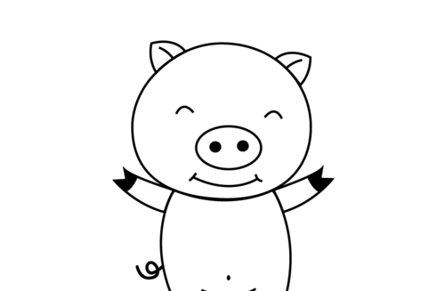 08最后给小猪的头和身体填充上颜色,再使用椭圆工具画出小猪的红脸蛋