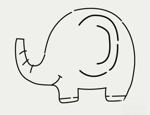 04 在大象的腿上画上横线,这就是大象的脚丫子了,如下图所
