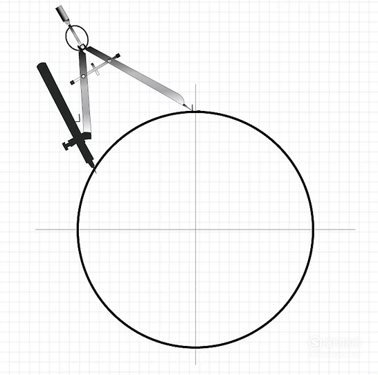 把圆规角固定到圆的边缘,将它移到圆的上方,不要改变圆规的半径.