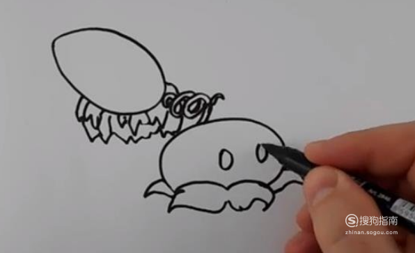 植物大战僵尸游戏里的冰西瓜投手简笔画画法