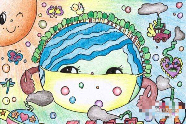 戴口罩防新型冠状病毒的儿童画怎么画