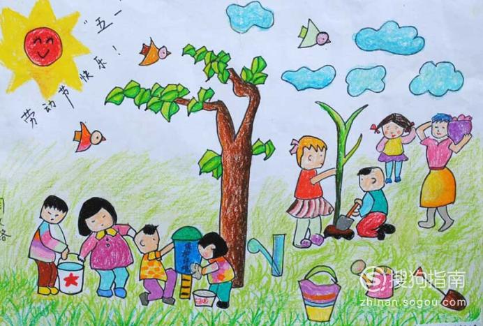 五一劳动节是劳动者的节日,家长可以辅导孩子画一张简单的儿童画,下面