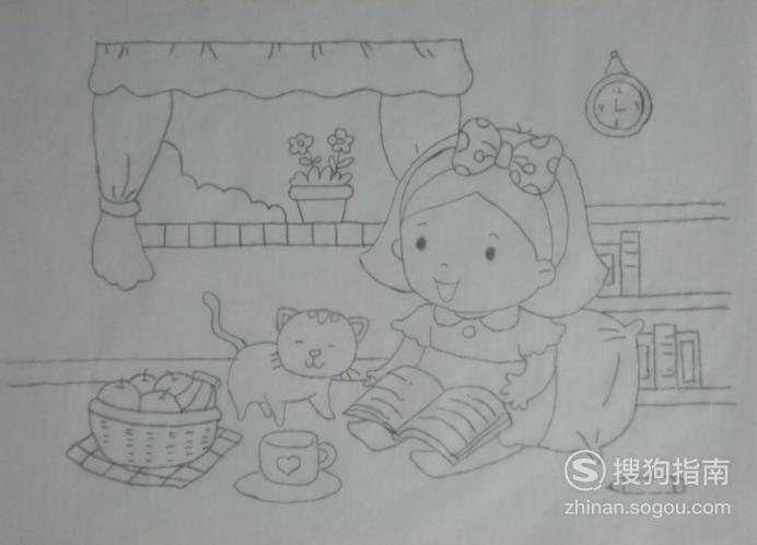 如何画爱读书的小女孩的简笔画