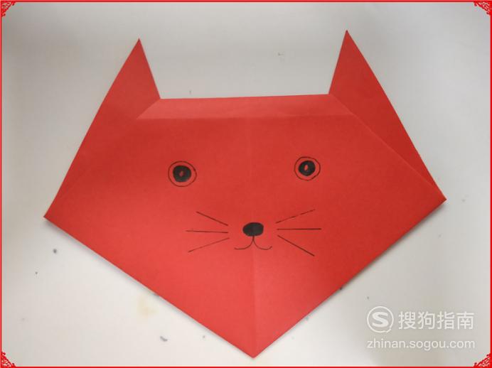 手工折纸小猫头的制作方法