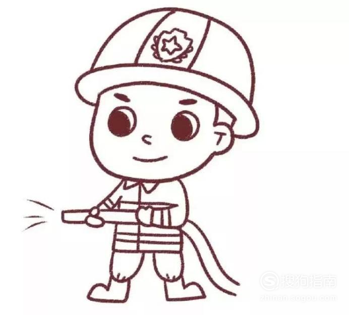 怎么画出一位在灭火的消防员卡通简笔画