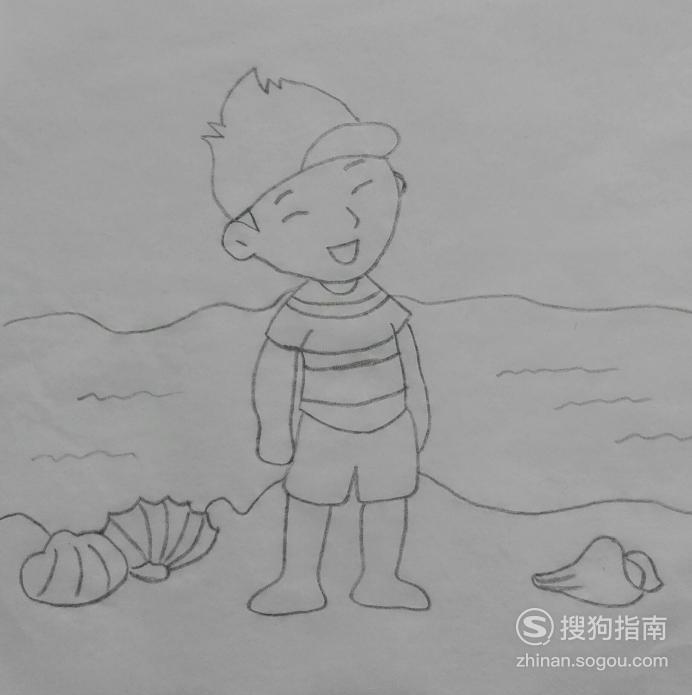 如何画沙滩男孩的简笔画优质