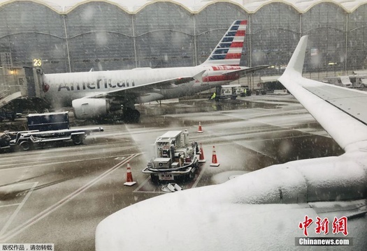 暴风雪袭来 华盛顿机场飞机变冰棍 第1页