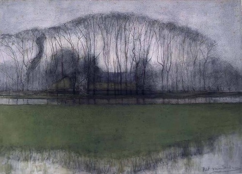 蒙德里安-Line of Trees in Marshy Landscape, near Duivendrecht，1905-1906 第1页