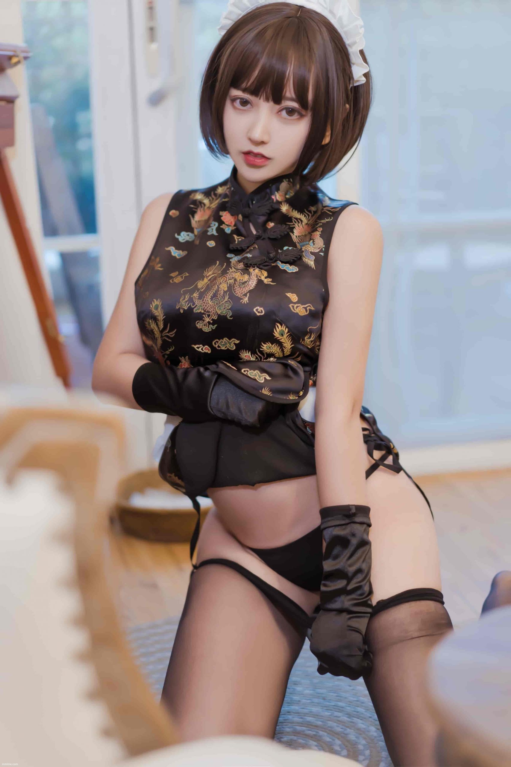 MX.0034 过期米线线喵 黑色旗袍[43P 61M]-美了么