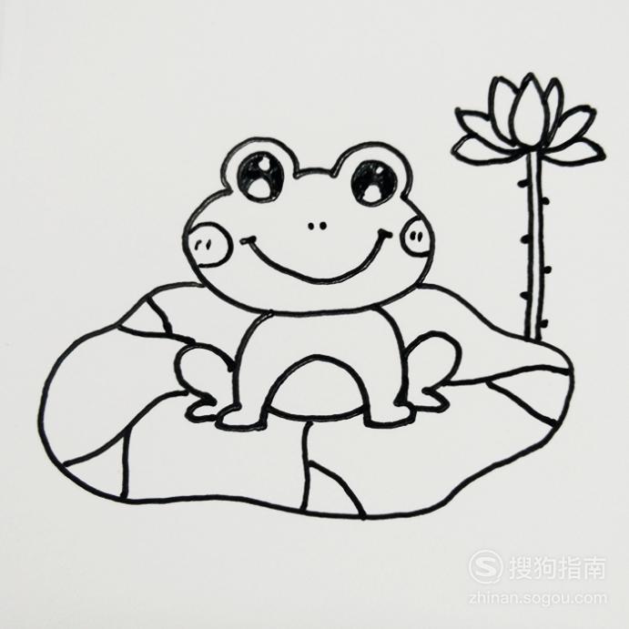 小青蛙简笔画 可爱 简笔画：萌萌的小青蛙优质